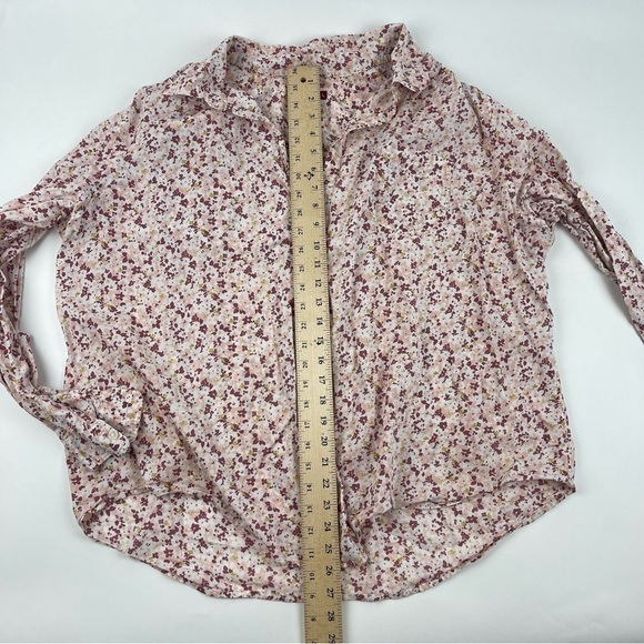 Merona Button Up Shirt Womens Juniors 3 Pink Floral - Picture 6 of 9